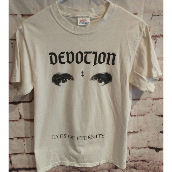 Devotion Deathcore Rock Band T-Shirt Mens Size Small White Eyes of Eternity - Picture 1 of 5